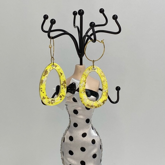 Unique Handmade Polymer Clay Dangle Hoop Earrings - Picture 10 of 13